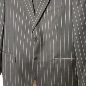 Black white striped suit 34x32